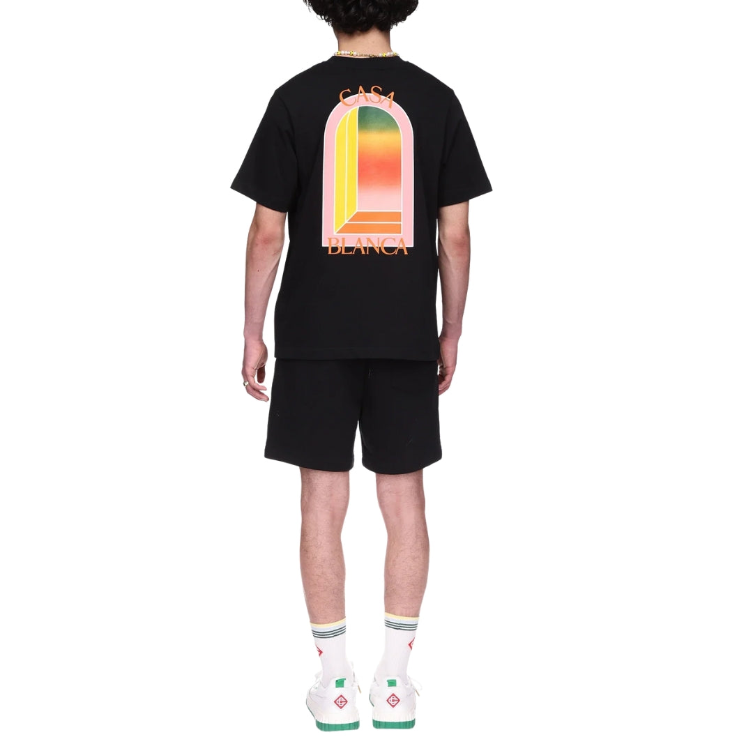 Casablanca Gradient Arch Design Black T-Shirt - Style Centre Wholesale