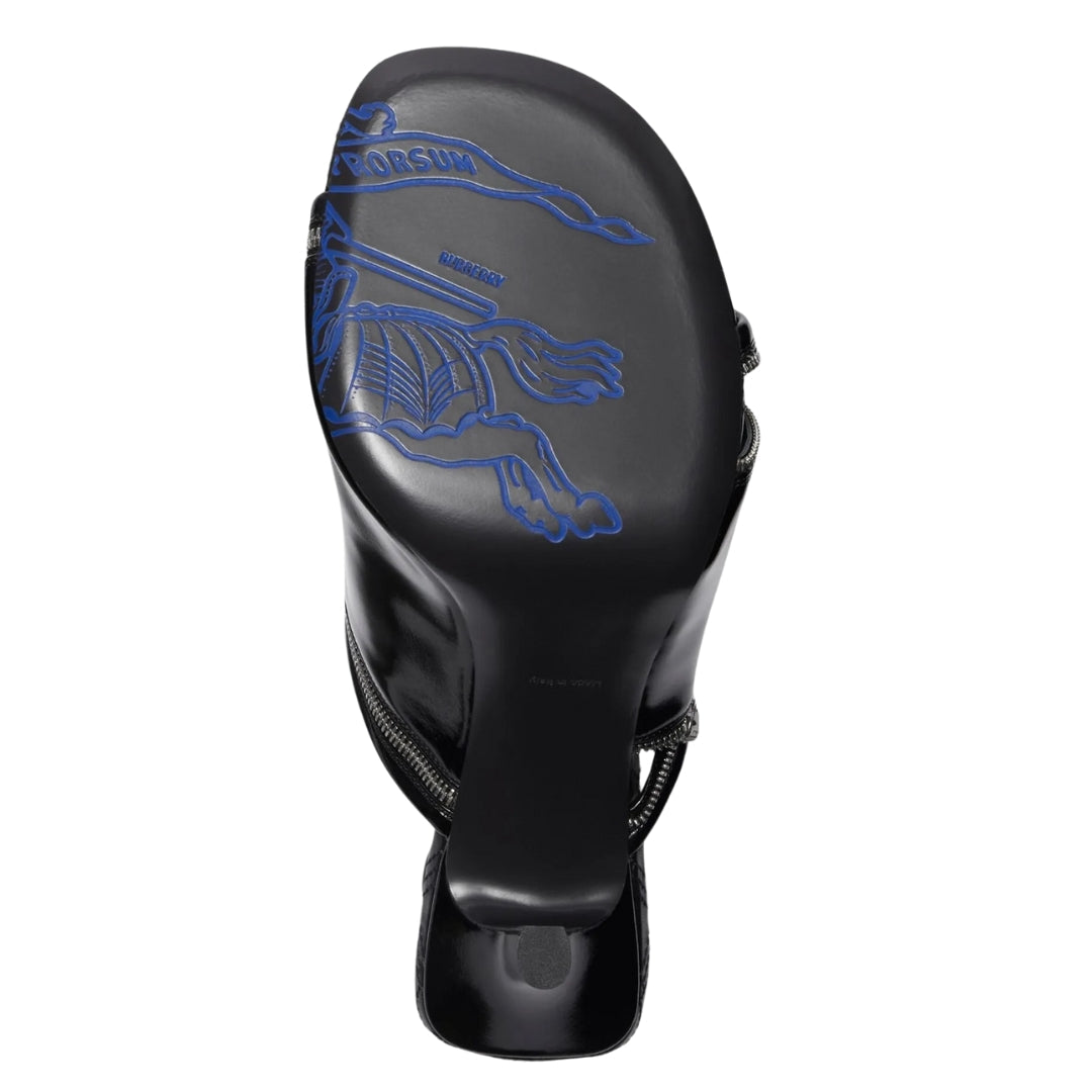 BURBERRY 8080259 Burberry Peep Heeled Mules BLACK PEEP SANDAL WOMENS UK 5