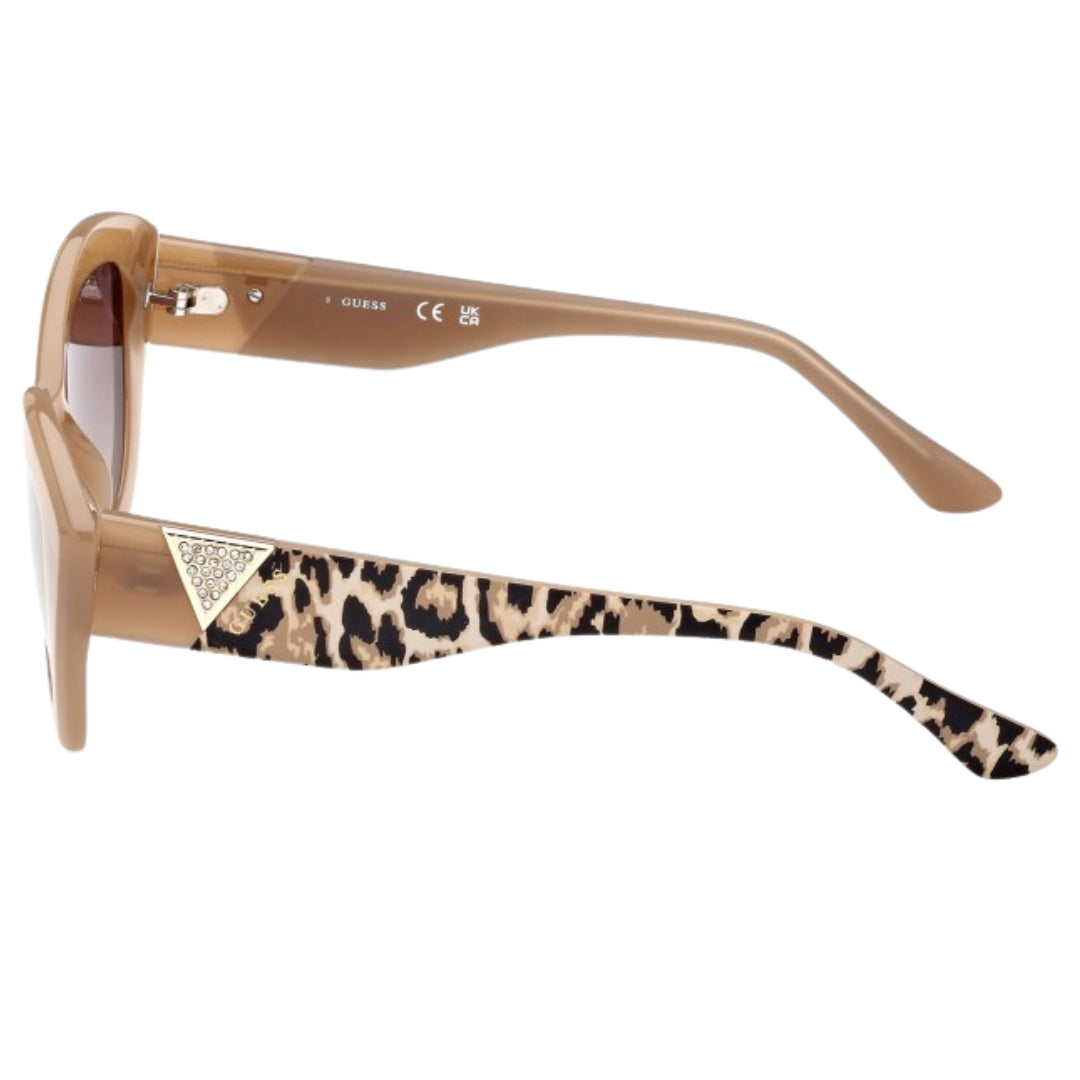 Guess Gradient Brown Lensed Shiny Beige Framed Sunglasses GU7868 57F