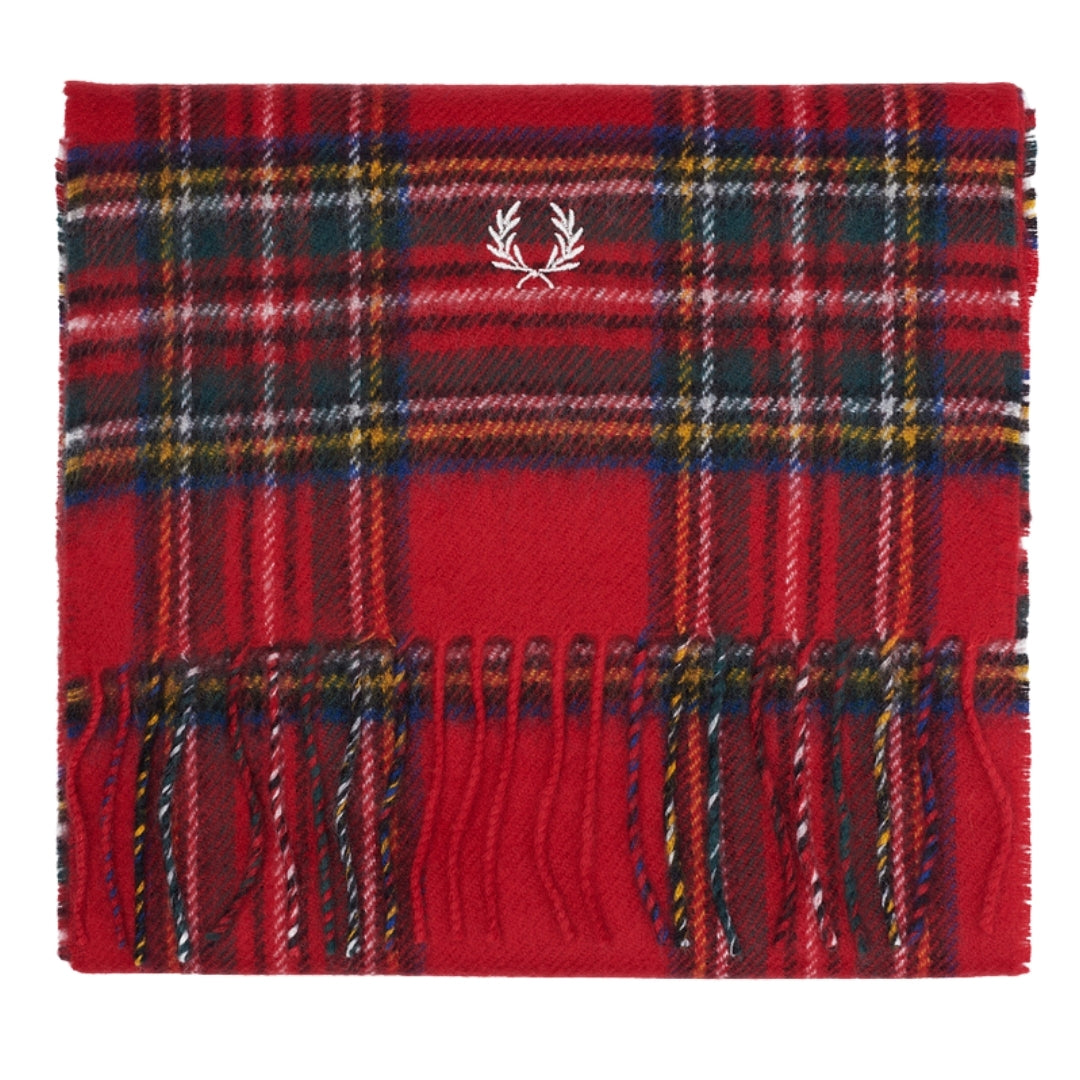 Fred Perry Royal Stewart Red Tartan Scarf C2114 943