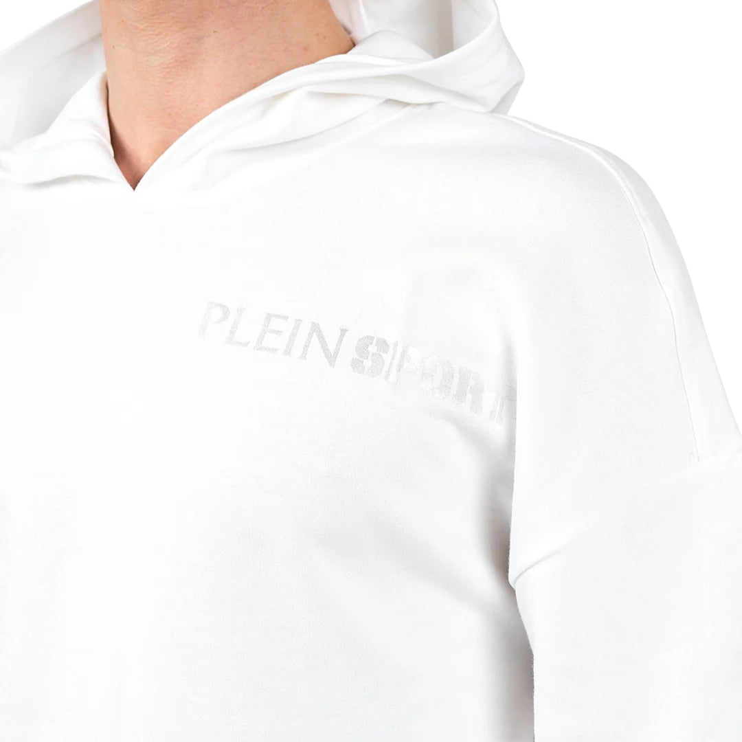 Philipp Plein Sport Block Logo On Chest White Hoodie