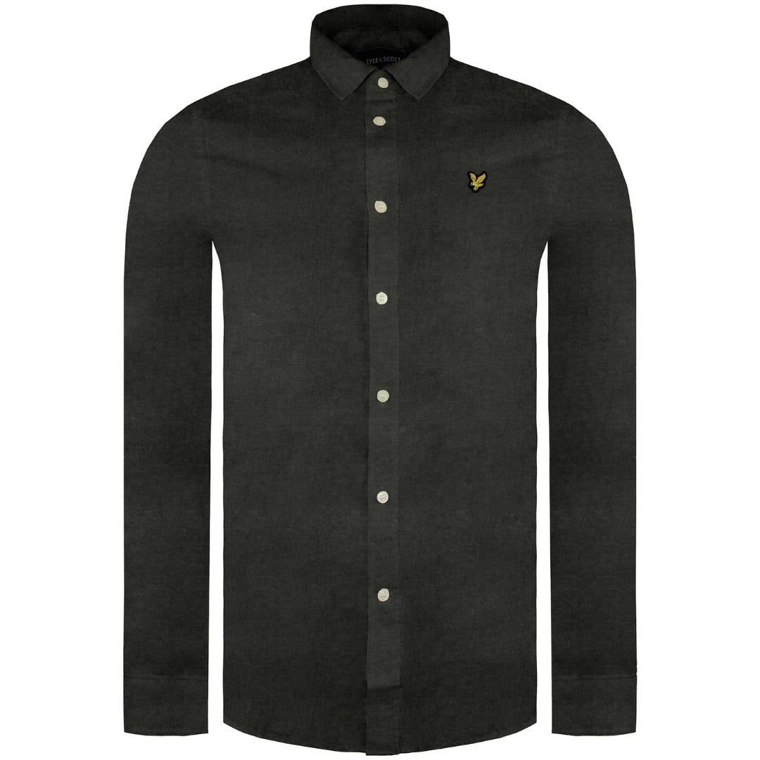 Lyle & Scott Long Sleeve Multi Yarn Brushed Cotton Trek Green Shirt S