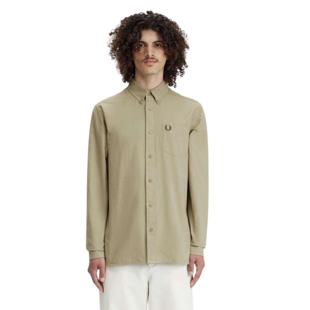 Fred Perry M5516 U54 Warm Grey Oxford Shirt Mens S