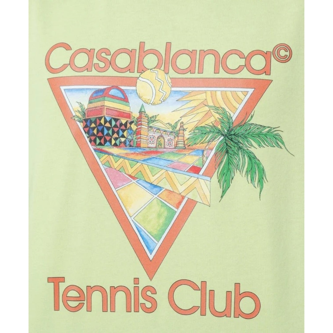 Casablanca Printed T-Shirt Afro Cubism Tennis Club Pale Green Ms24 Jts 001 06 001 06 Green T-Shirts Mens