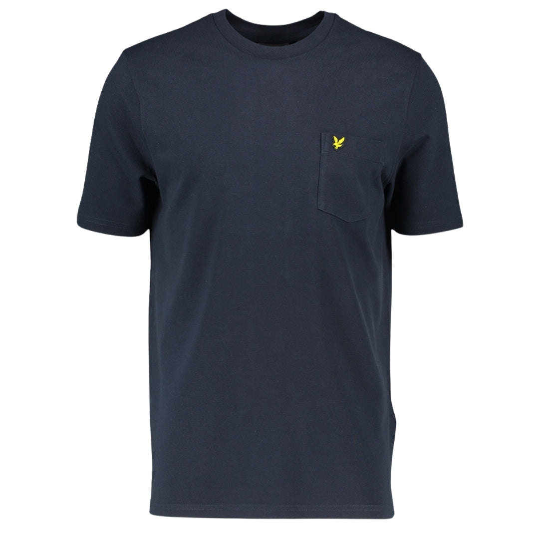 Lyle Scott Plain Pique Pocket Navy Blue T Shirt - Style Centre Wholesale