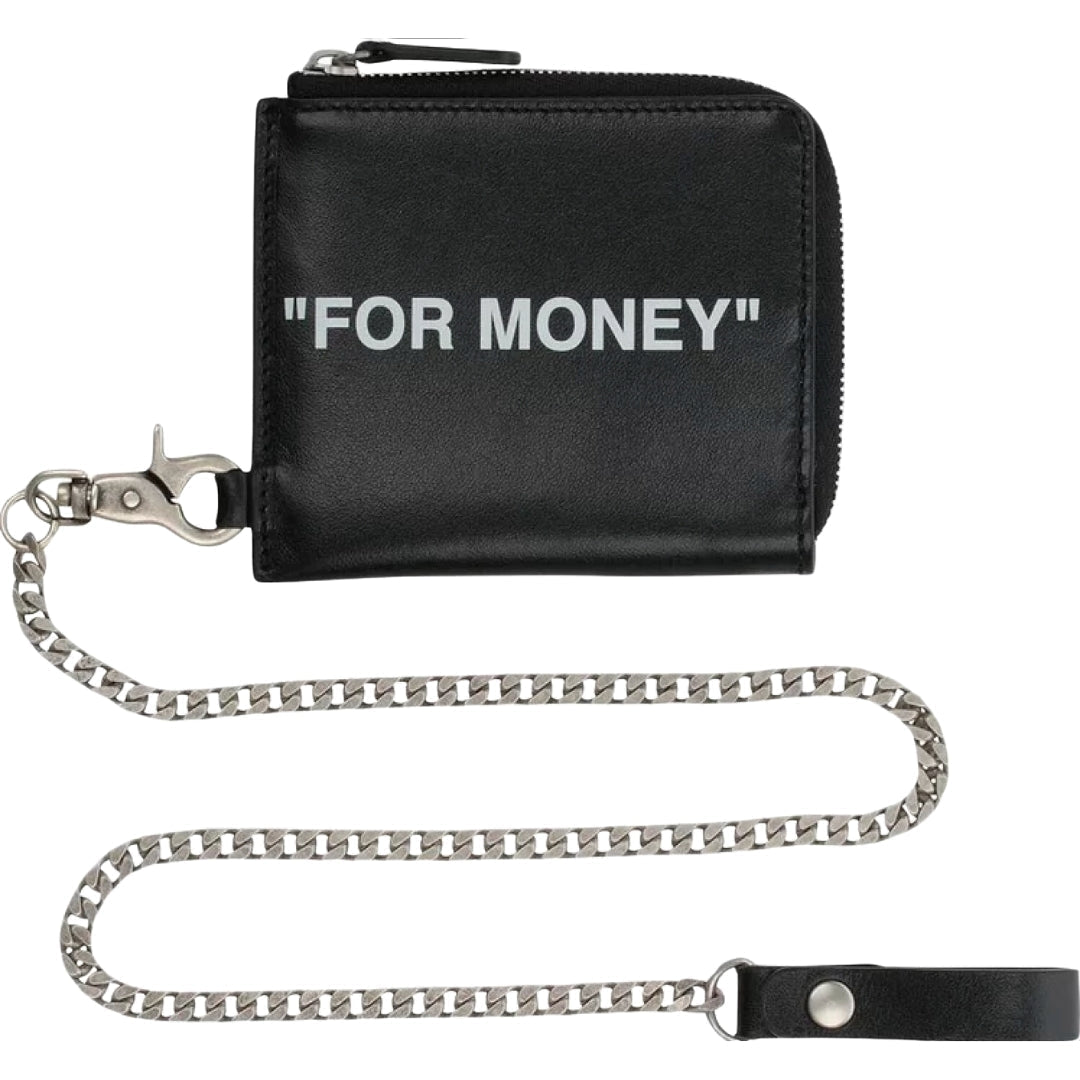 Off White Quote Chain Black Wallet