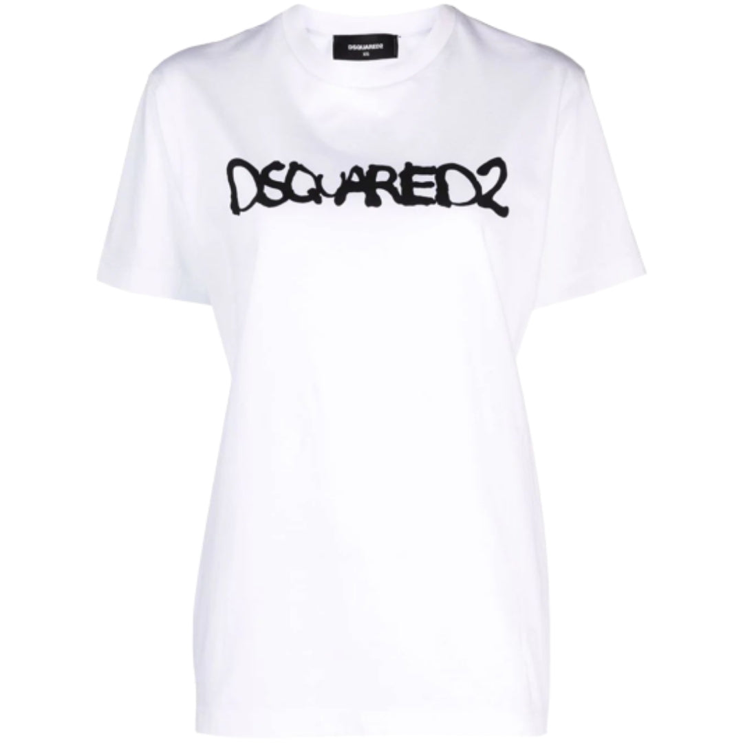 DSQUARED2 Graffiti Spray Logo White T-Shirt XS