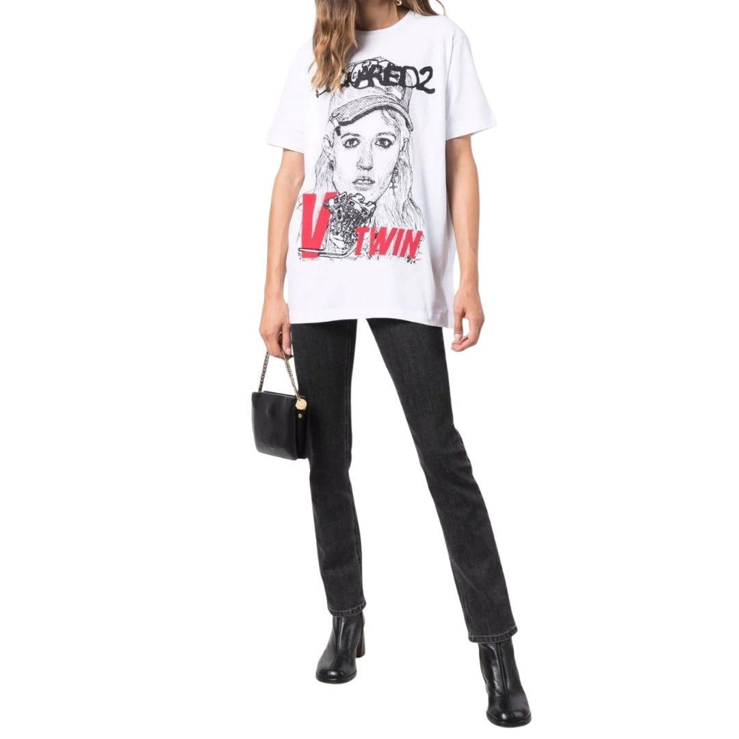 DSQUARED2 V Twin Graphic White T-Shirt L