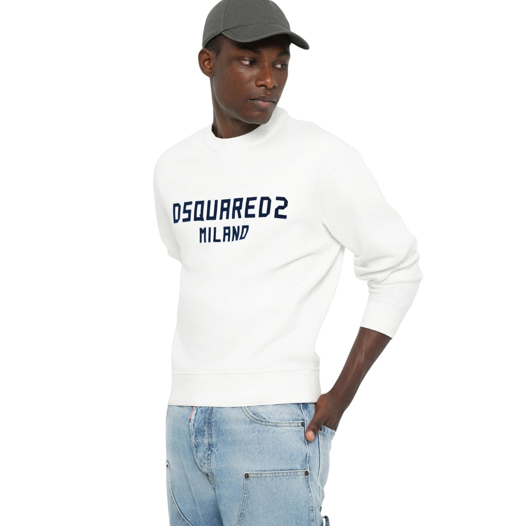 DSQUARED2 Cool Fit Milano Crew Neck White Jumper M