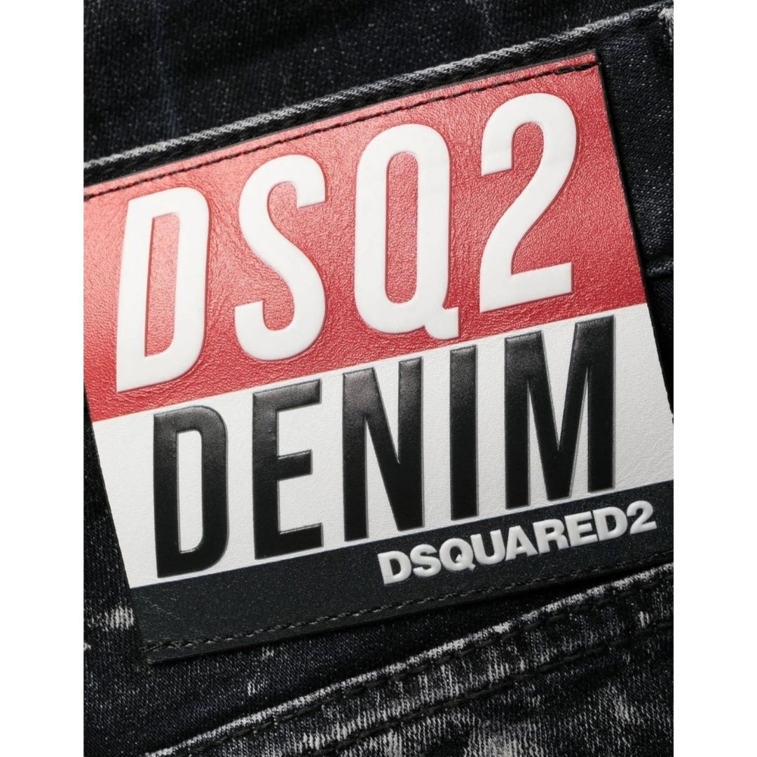 DSQUARED2 Super Twinky Jean Destroyed Paint Effect Black Jeans W28