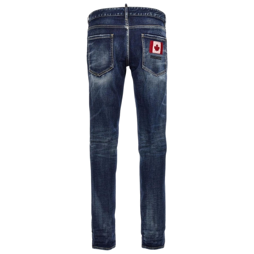 Dsquared2 Skater Jean Canadian Flag Badge Blue Wash Jeans S74Lb1335 S30664 470 - Style Centre Wholesale