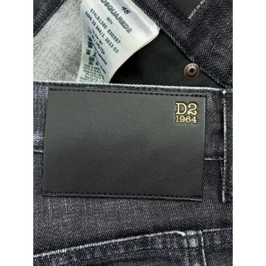 DSQUARED2 Tidy Biker Jean Worn Faded Style Black Jeams W28