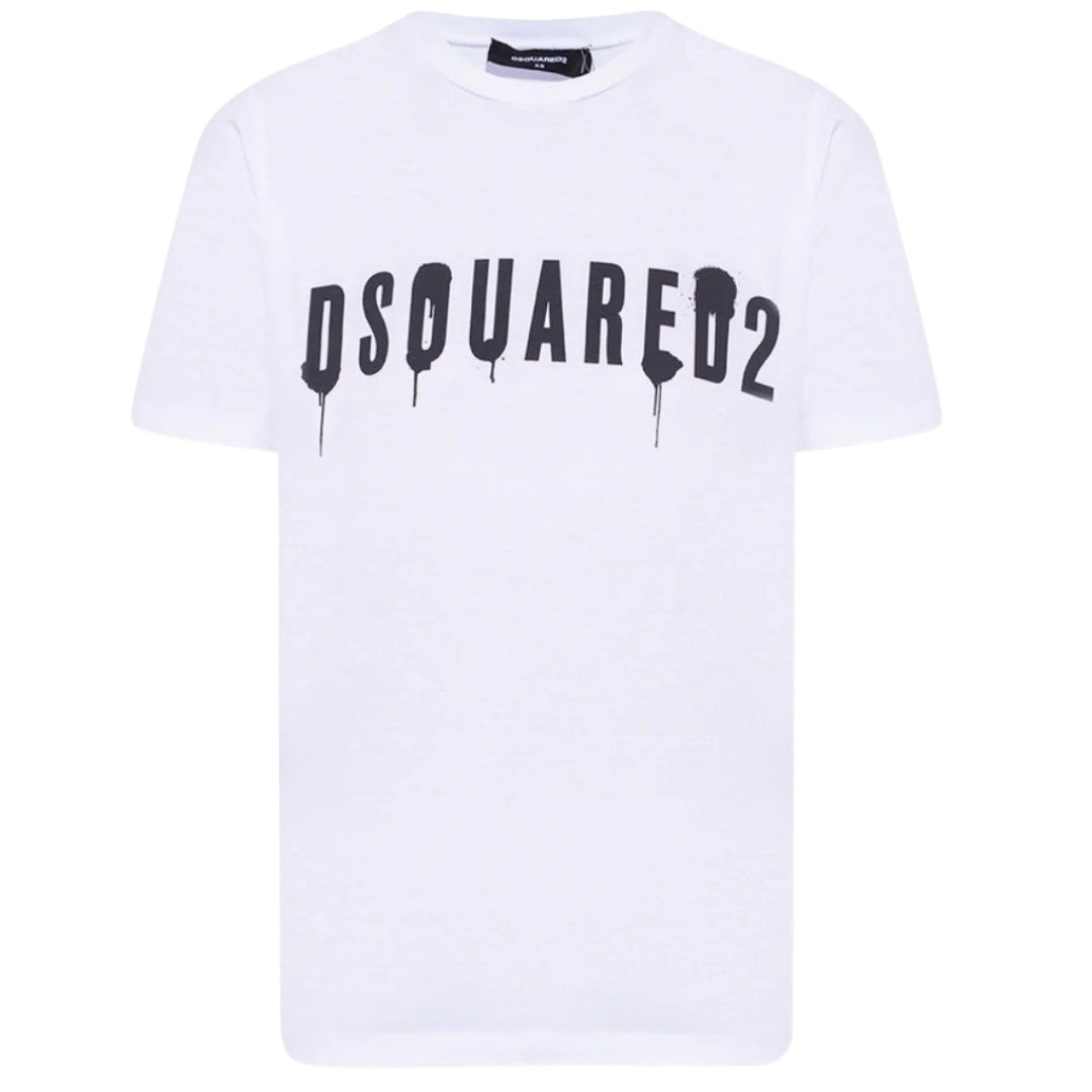DSQUARED2 Dripping Spray Logo White T-Shirt XS