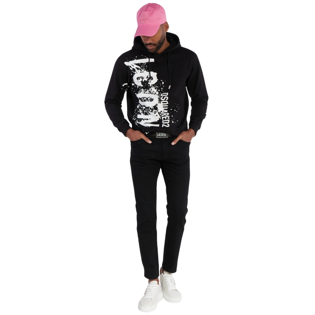 DSQUARED2 Cool Fit Icon Splash Logo Black Hoodie XS