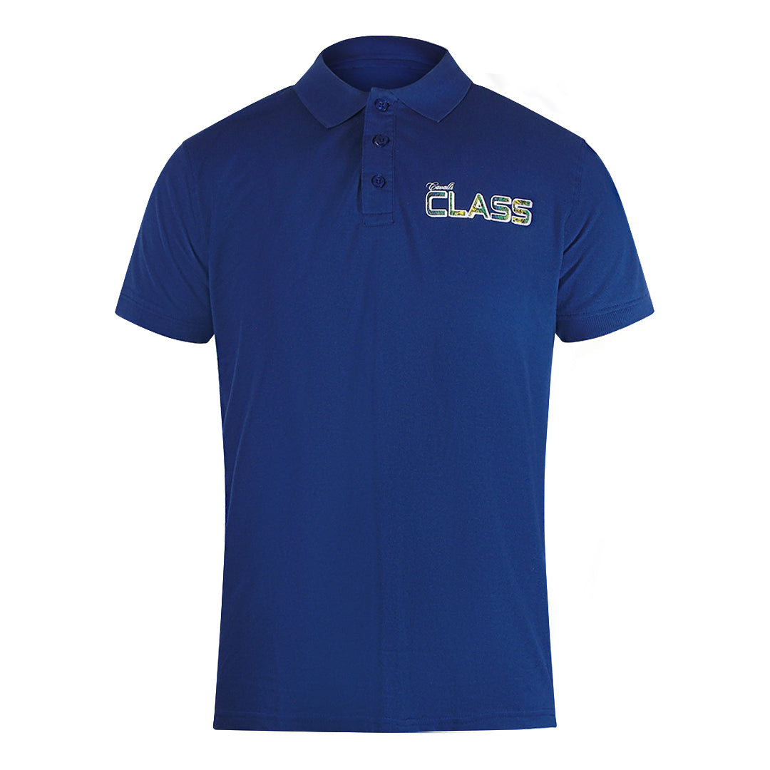 Cavalli Class Vibrant Floral Logo Iris Blue Polo Shirt TXT64L JD060 04551