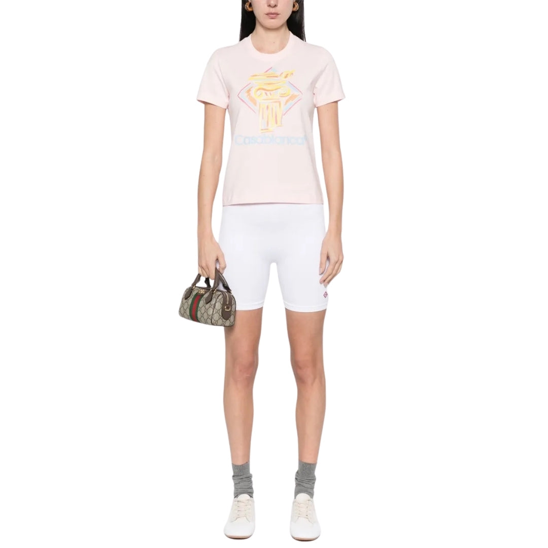 Casablanca Printed Fitted T-Shirt Diamond Column Pink Wps25 Jts 020 01 020 Pink T-Shirts Womens