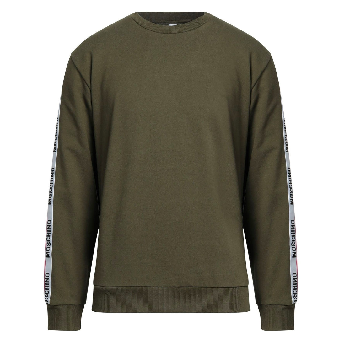 Moschino Underwear Logo Taped Shoulder Khaki Green Sweatshirt A1706 8102 0430