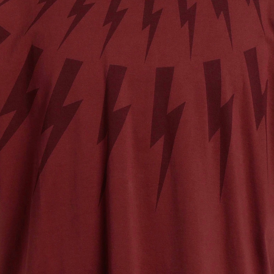 Neil Barrett Fair Isle Thunderbolt Oversize Red T Shirt