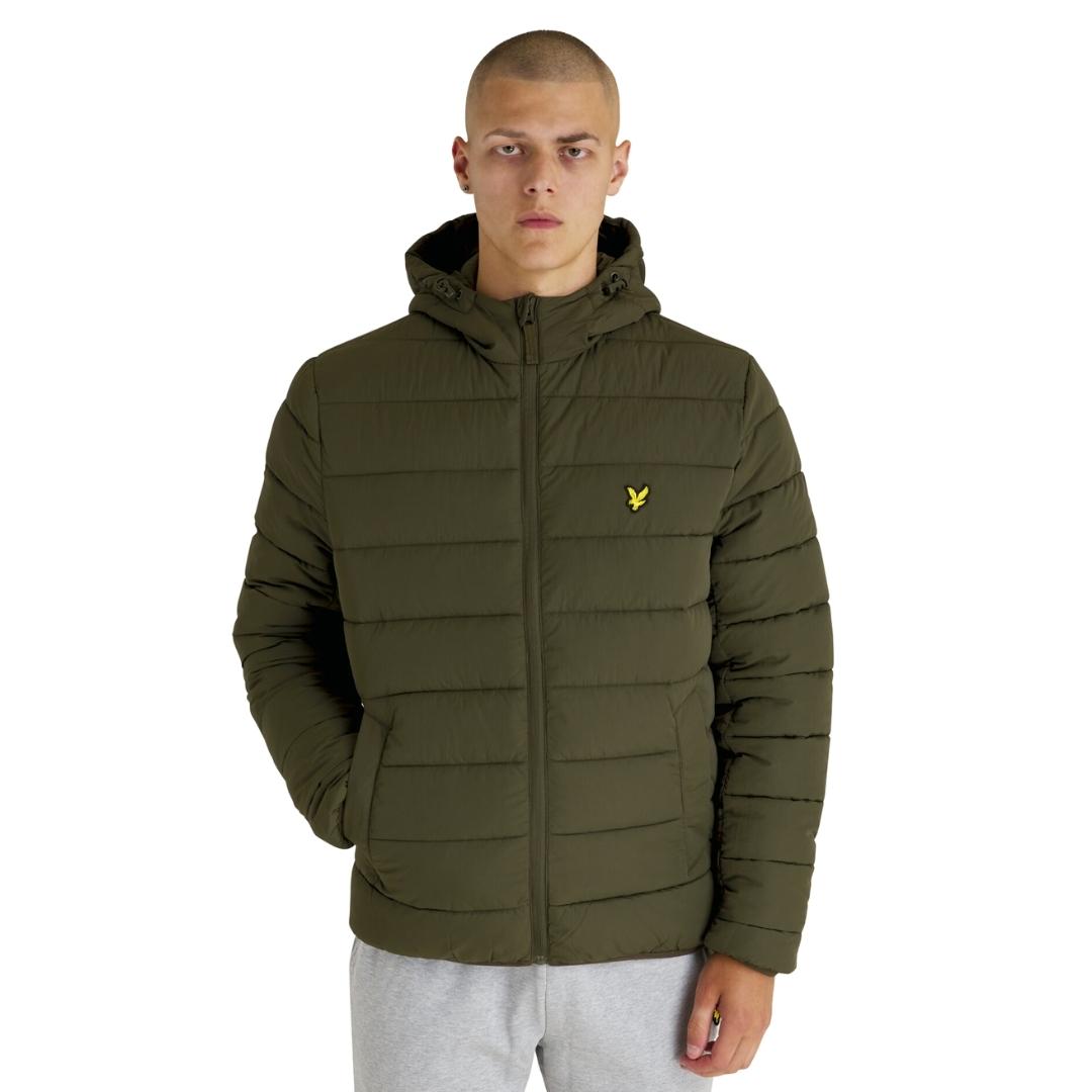 Lyle Scott Branded Olive Hooded Puffer Jacket