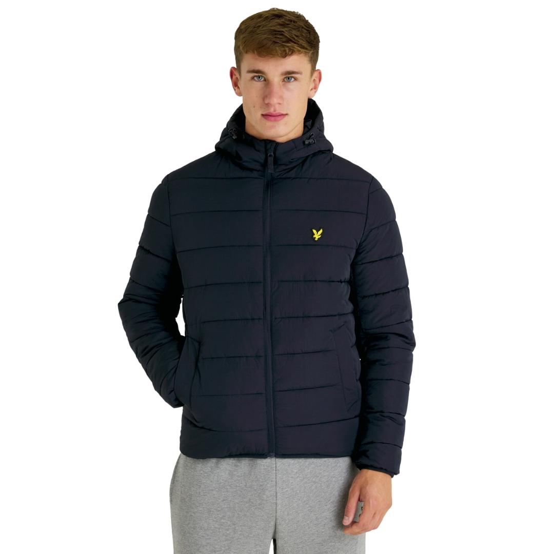 Lyle Scott Branded Dark Navy Hooded Puffer Jacket