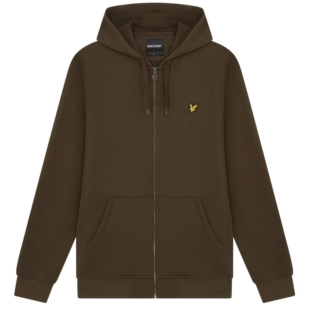 Lyle Scott Branded Olive Zip Up Hoodie