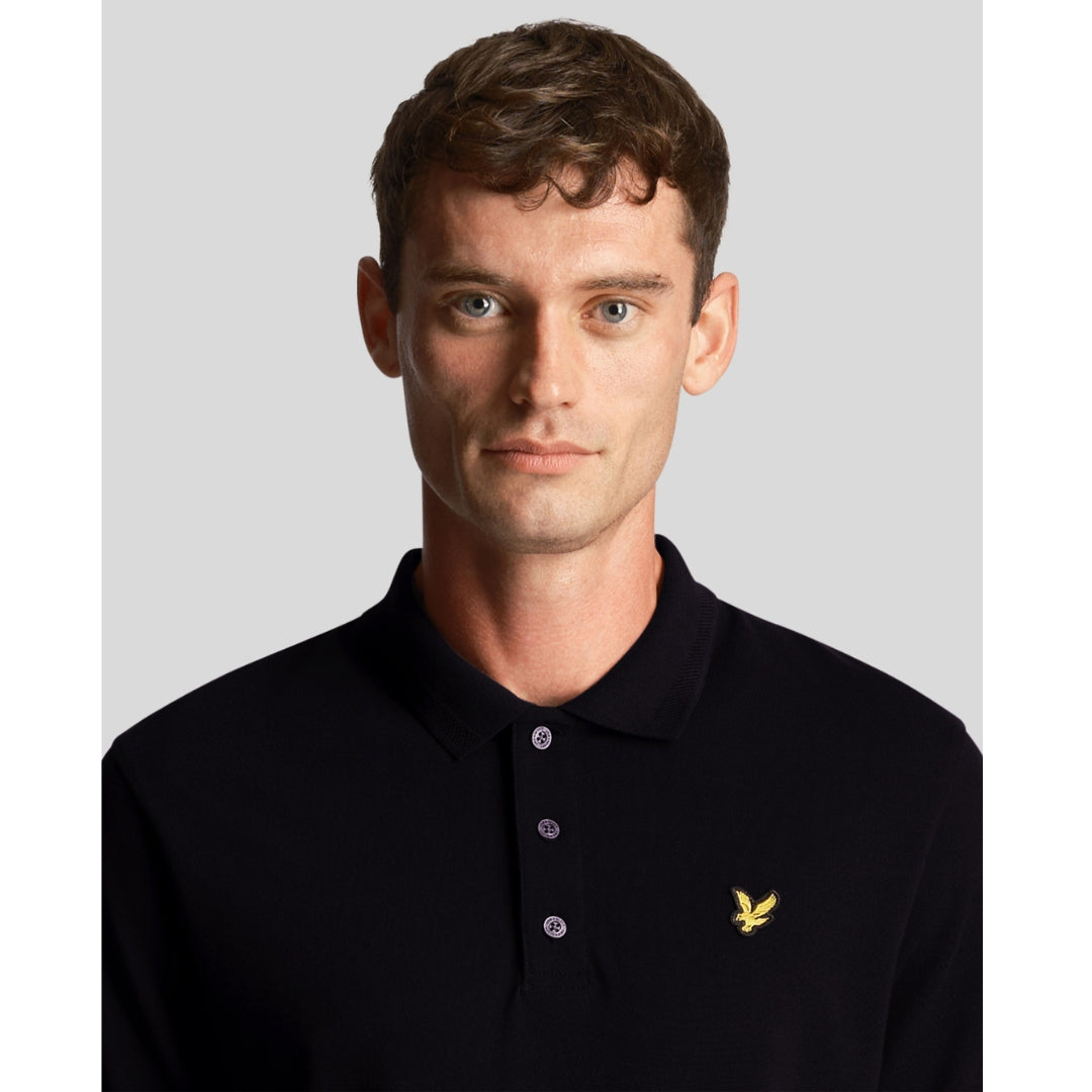 Lyle Scott Textured Tipped Black Polo Shirt