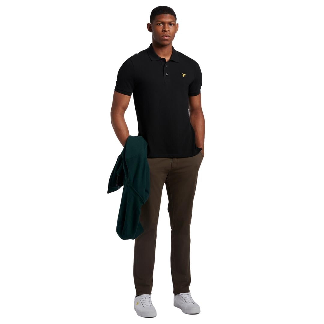 Lyle & Scott Branded Chest Logo Jet Black Polo Shirt SP400VOG Z865