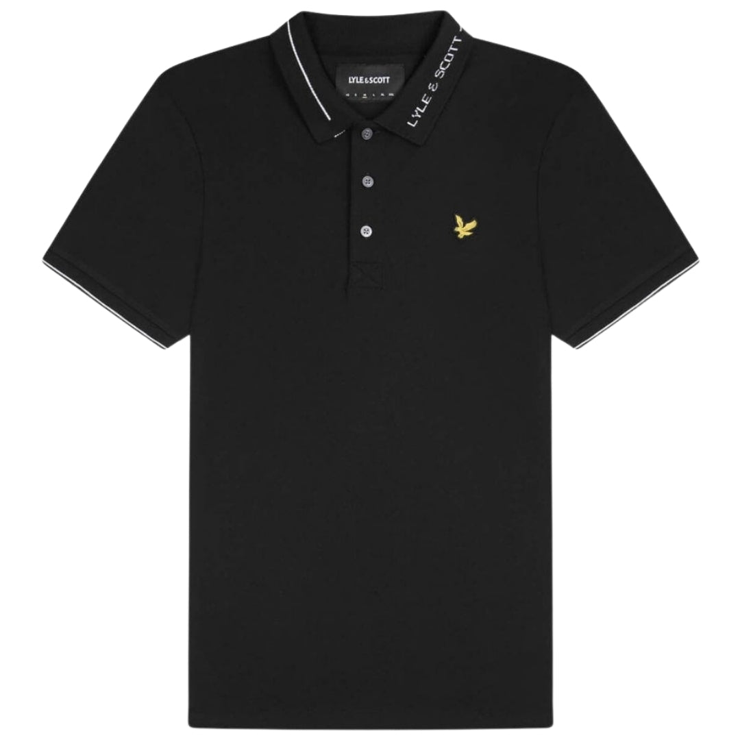 Lyle Scott Branded Ringer Black Polo Shirt Spl1357V Z865
