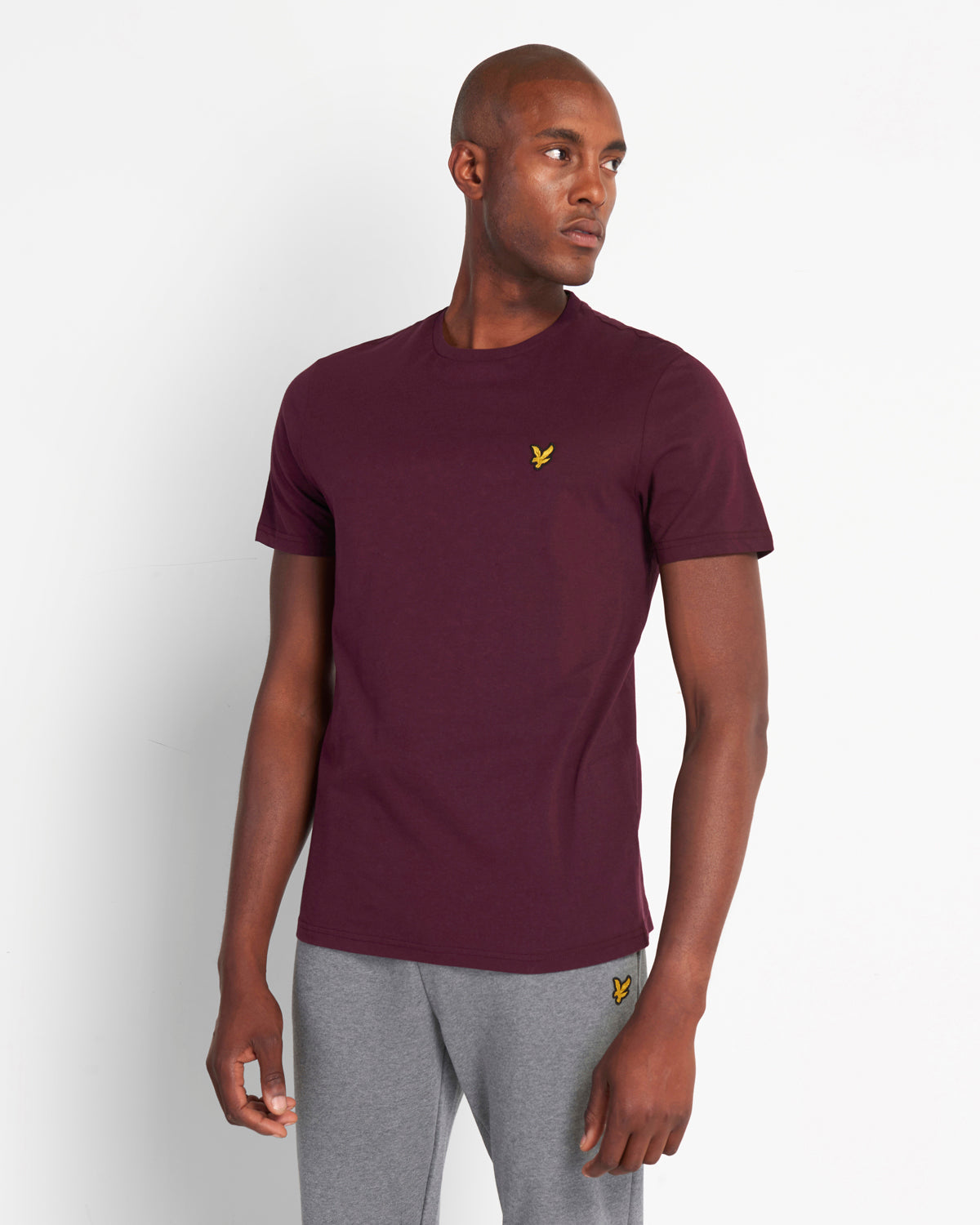 Lyle Scott Branded Chest Logo Burgundy T Shirt