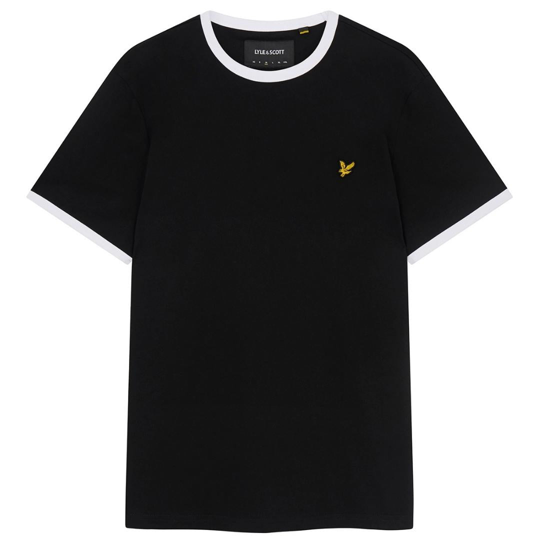 Lyle Scott Branded Black Ringer T Shirt