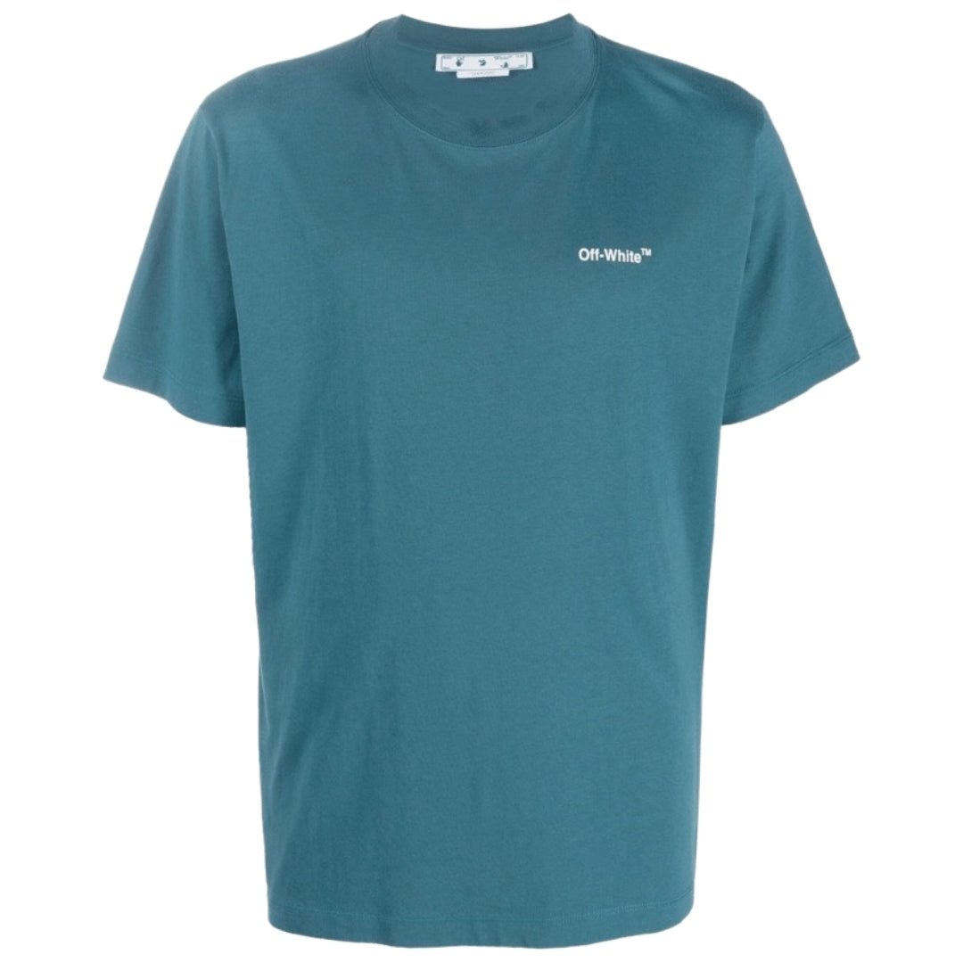 Off White Chain Arrow Design Slim Fit Duck Green T Shirt