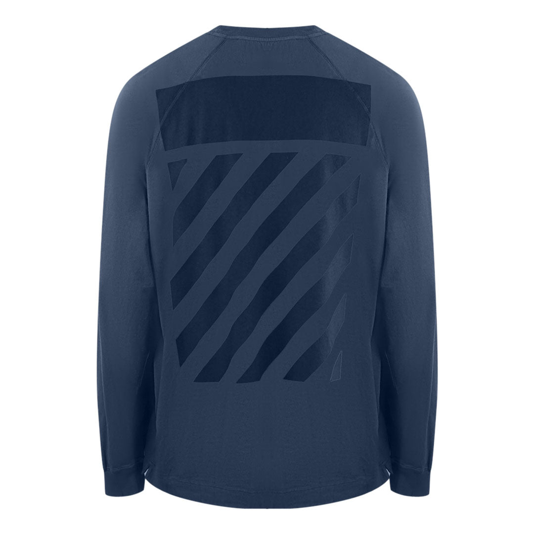 Off White Diag Line Back Logo Navy Blue Sweatshirt OMBA056S22FLE0024646