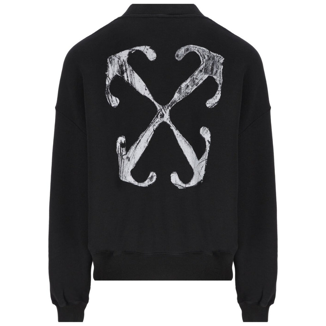 Off White Scratch Arrow Design Oversized Fit Black Sweatshirt