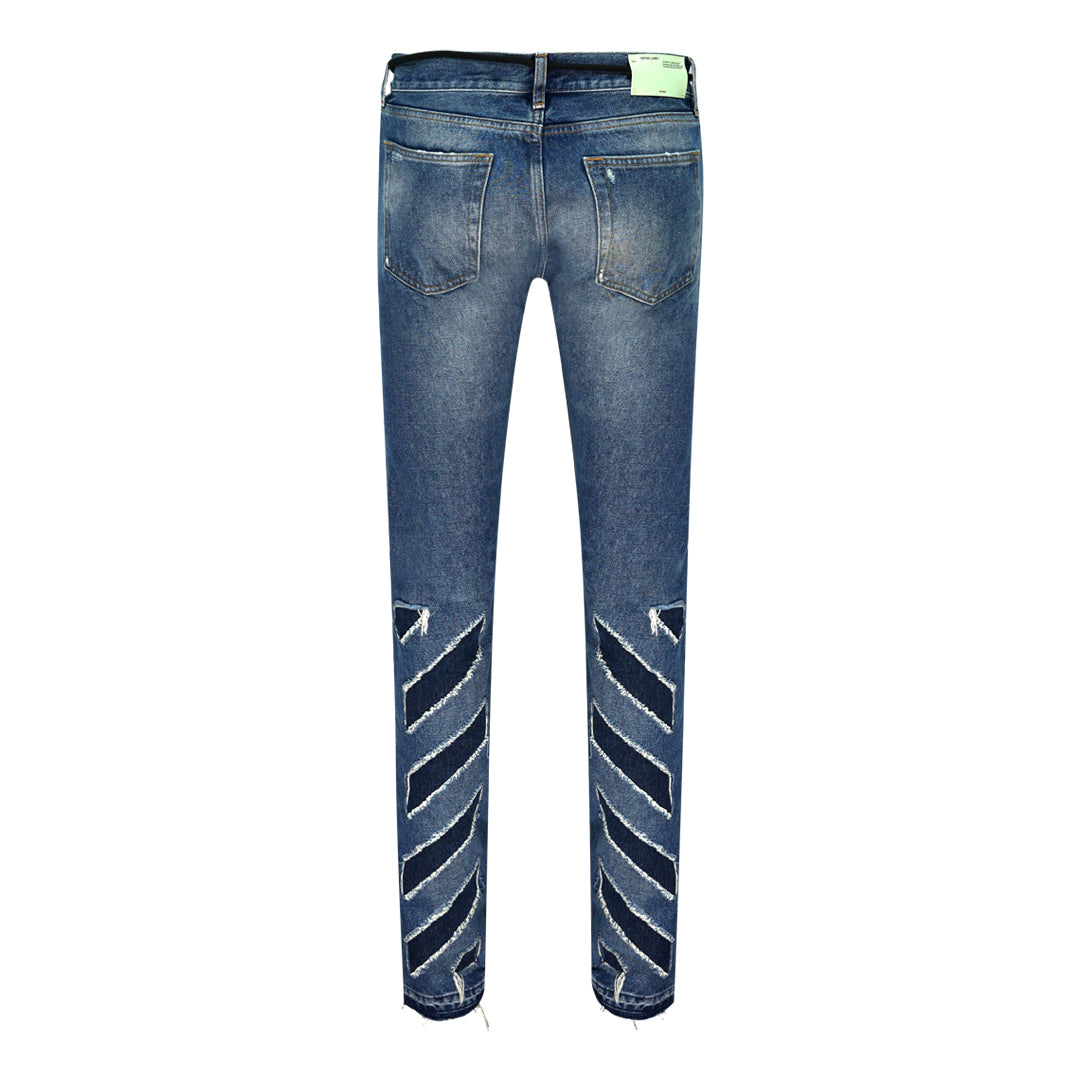 Off White Diags Stripes Blue Jeans
