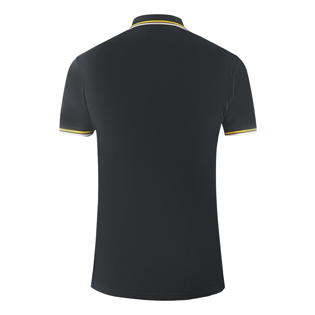 Aquascutum Twin Tipped Collar Brand Logo Black Polo Shirt