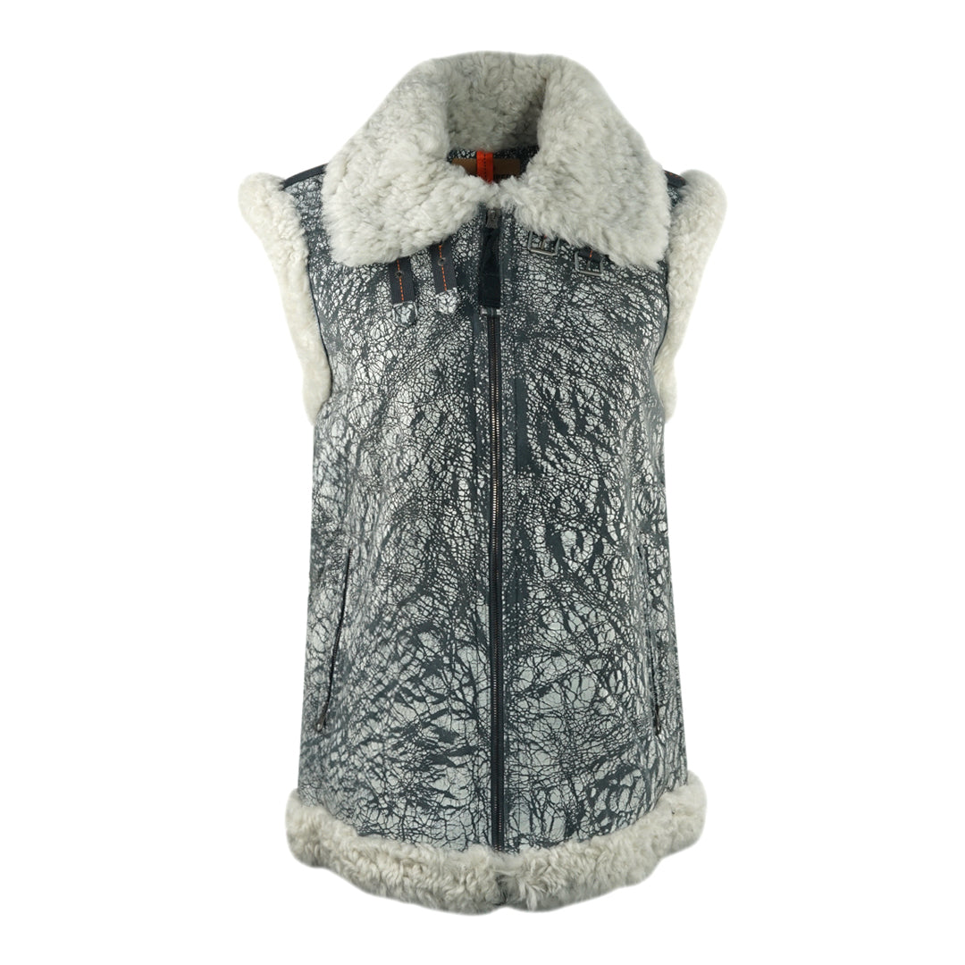 Parajumpers Sax Shearling Nine Iron Grey Leather Gilet Sax Shearling 765