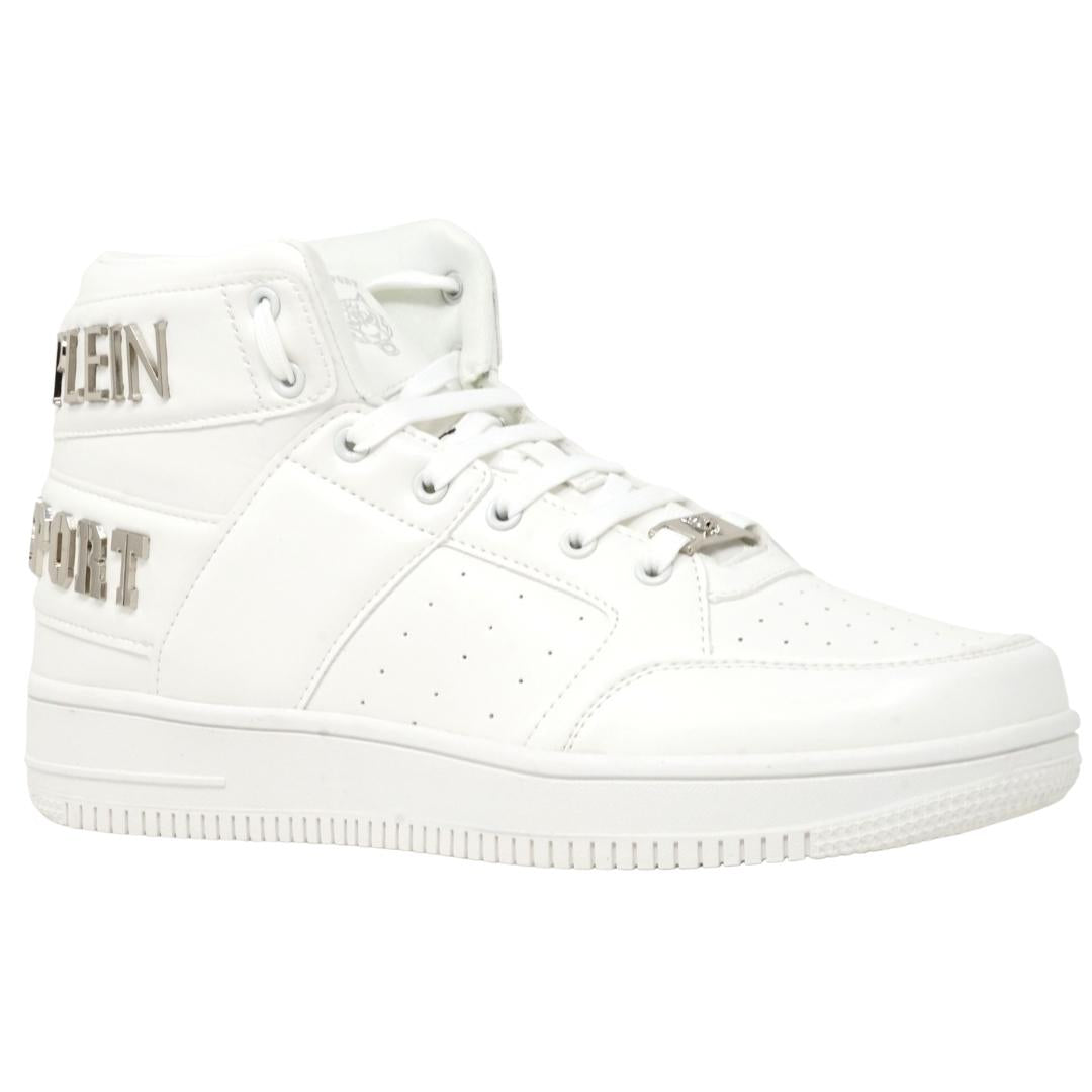 Philipp Plein Sport Hi Top Bold Brand White Sneakers