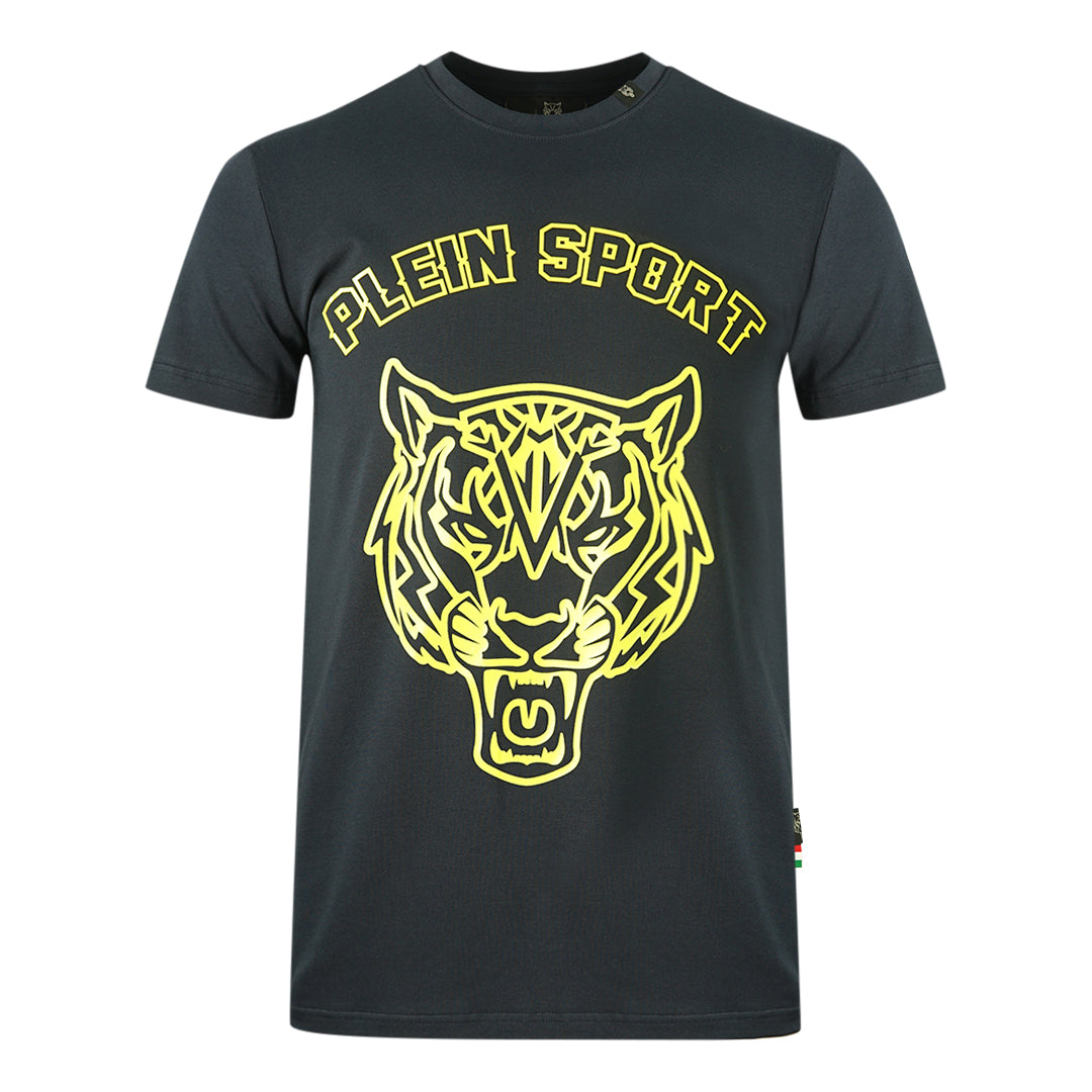 Plein Sport Large Stencil Tiger Logo Navy T Shirt
