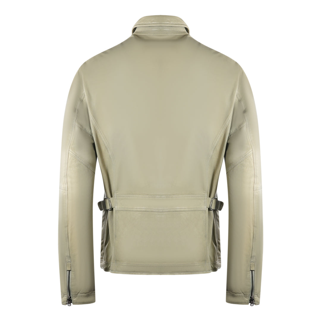 Parajumpers Mens Truman Leather 233 Jacket Beige