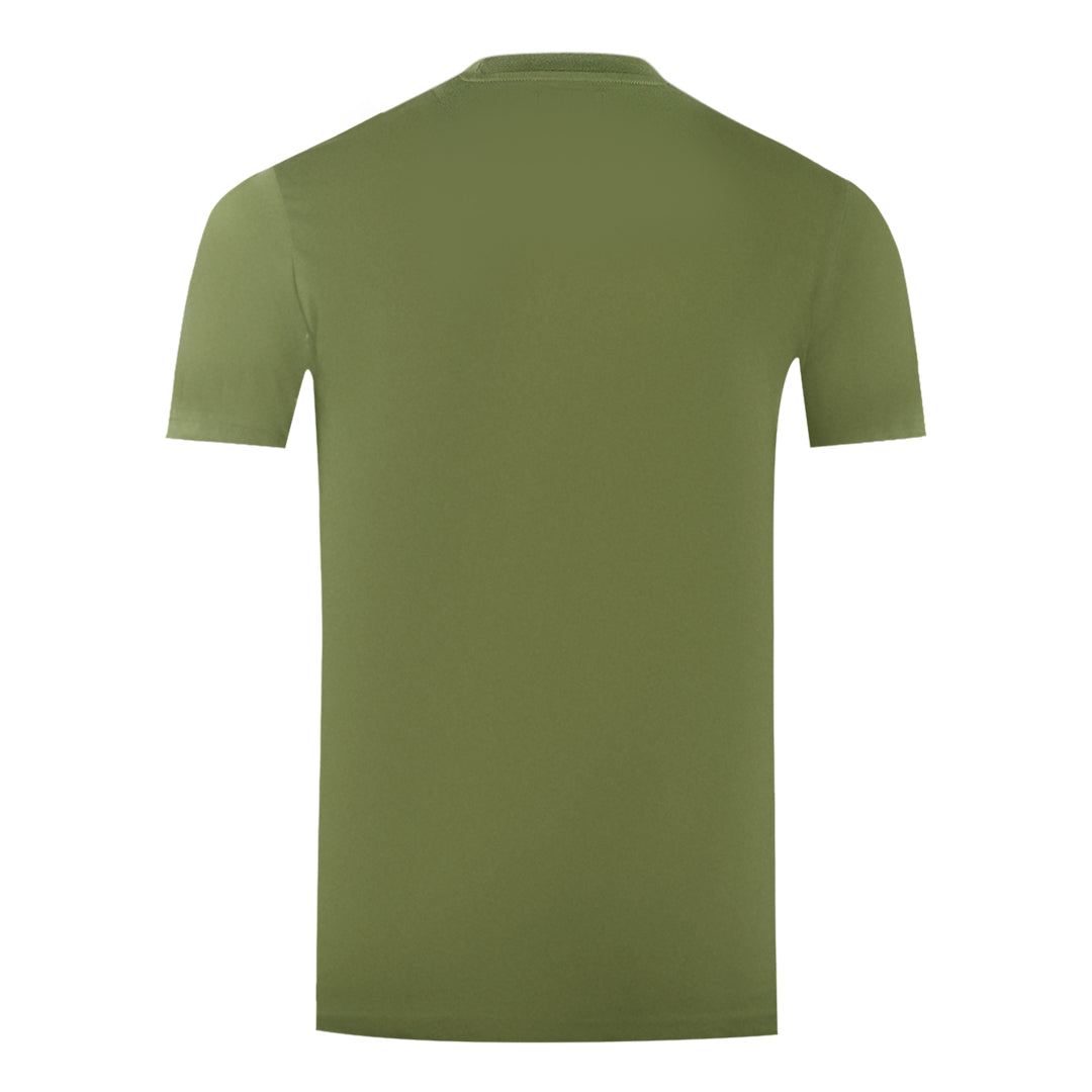Aquascutum Large Bold London Aldis Brand Logo Army Green T Shirt