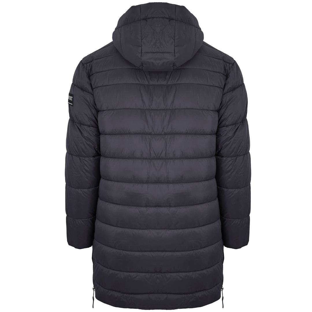Plein Sport Padded Small Circular Logo Branded Grey Long Jacket