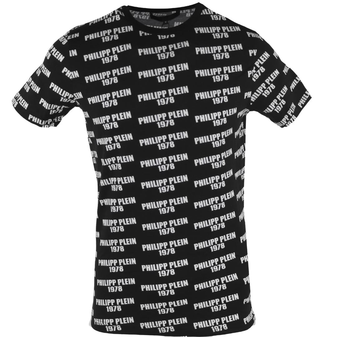 Philipp Plein 1978 All Over Logo Black Underwear T Shirt - Style Centre Wholesale