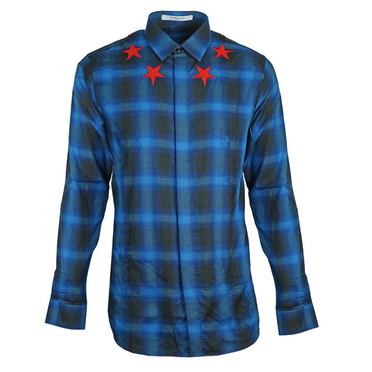 Givenchy Blue Check Star Detail Shirt 17F 6010 335 410 39