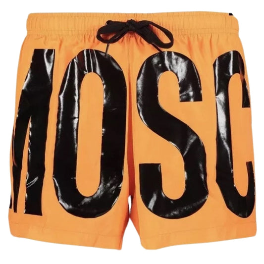 Moschino Brand Print Logo Light Orange Short Swim Shorts M