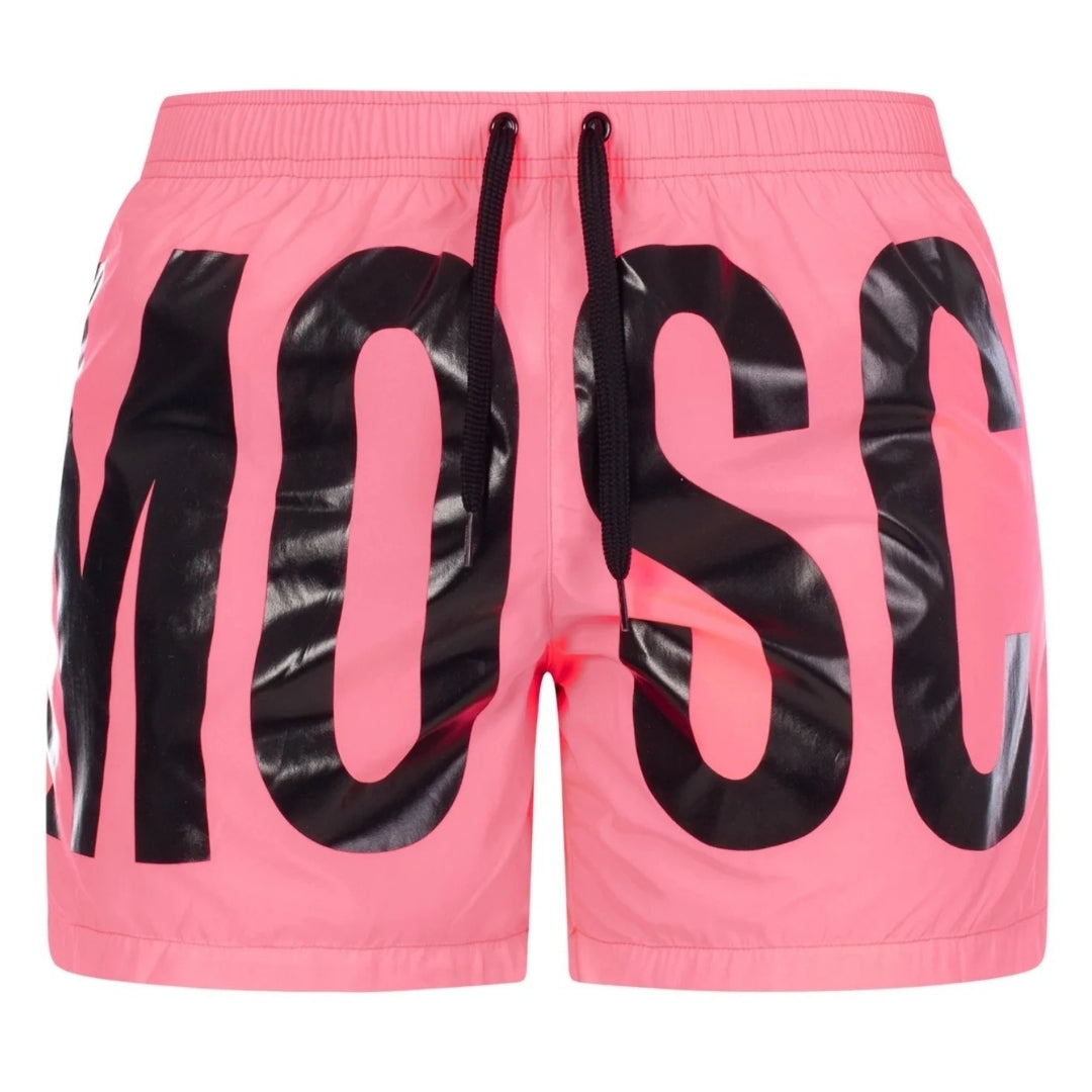 Moschino Brand Print Logo Pink Short Swim Shorts M