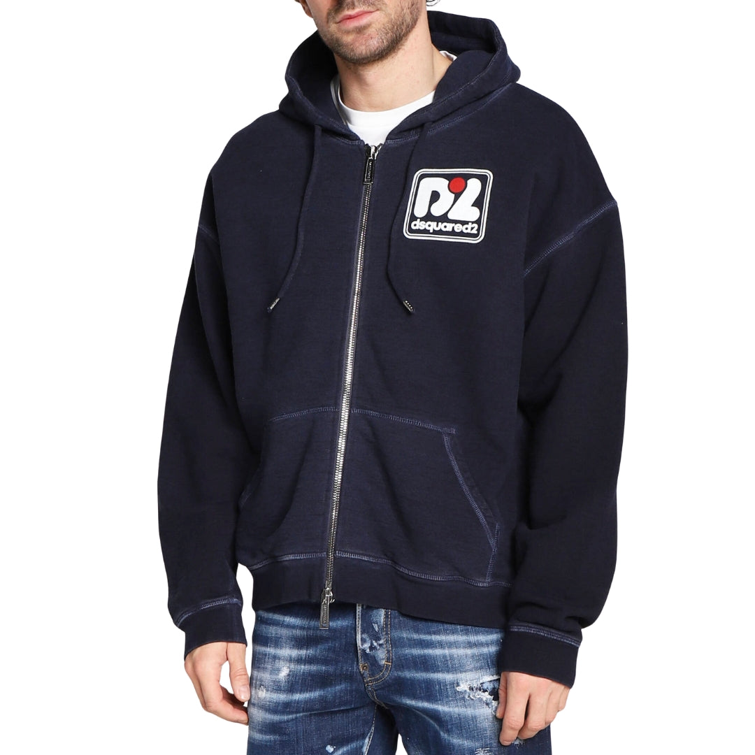 Dsquared2 S71Hg0121 S25463 Hercalina Fit 478 Blue Navy Zip Hoodie Mens - Style Centre Wholesale