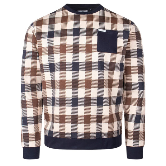 Aquascutum Active Macro Iconic Pocket Crewneck Navy Aa_Icon_Sw008_11 Mens - Style Centre Wholesale