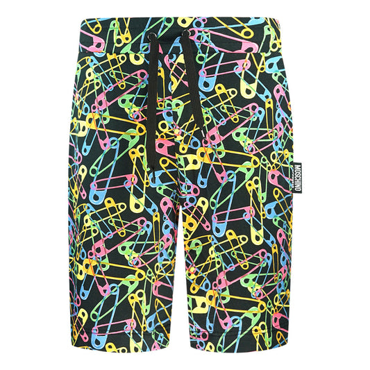 Moschino Multicolour Pin Design Black Shorts 1A43258120 1555