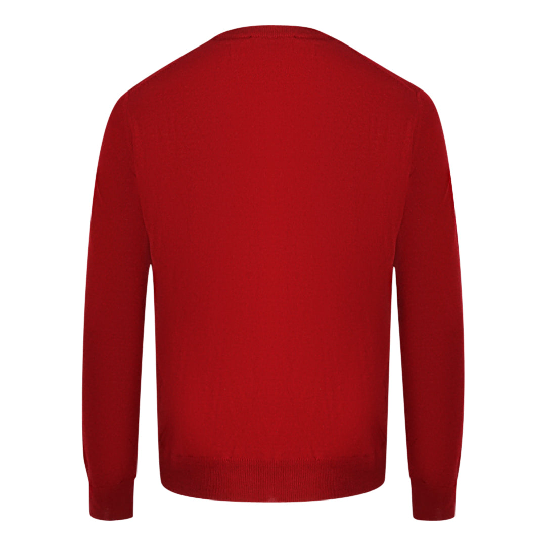 Aquascutum Check Logo Red V Neck Jumper