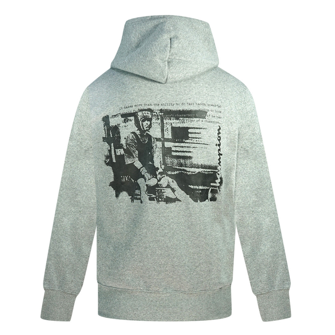 Champion Digital   Print Logo Grey Hoodie 216961 EM525